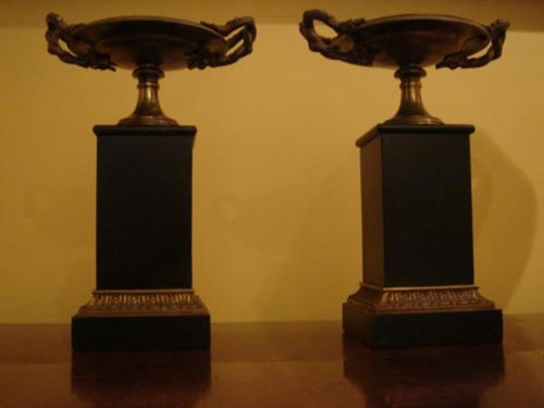 Pair French Bronze empire urns cassolett