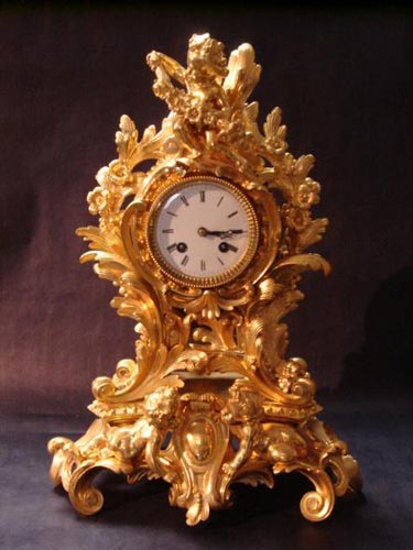 French rococo ormolu clock