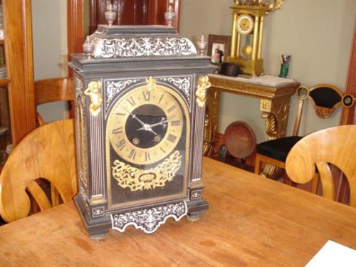 Louis XIV ebony ivory clock