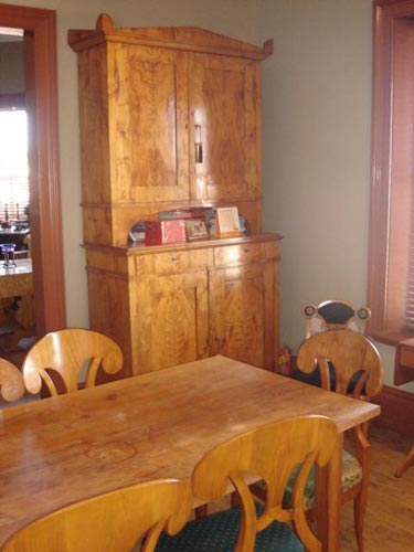 Rare solid swedish satin birch cabinet