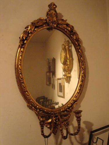 French oval gilt Mirror girandole