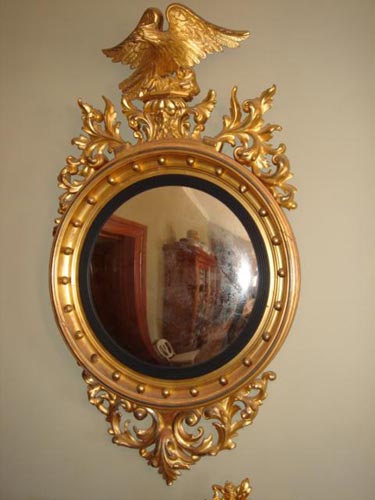 Large Regency giltwood convex mirror