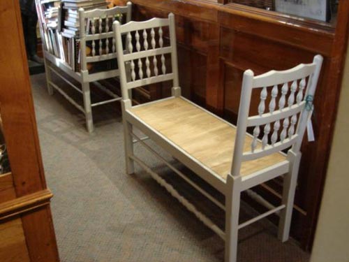 Pair Swedish Gustavian window seats oak