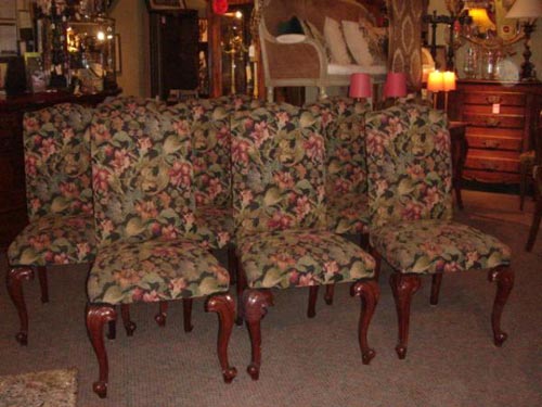 French tapestry upholstered chair set 8x