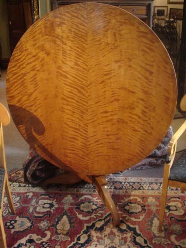 Swedish satin birch tilt top table 1820