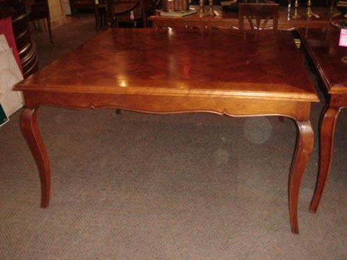 French Parquetry top square dining table