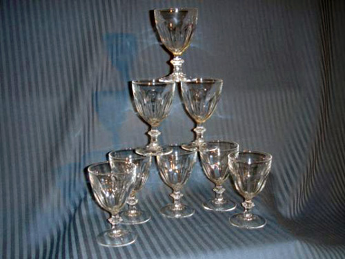 8 Baccarat Style cut crystal glasses