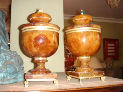 Rare pair of Onyx urns