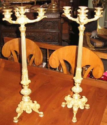 Four rare gilt bronze French Candelabra