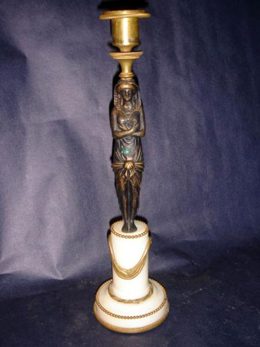 Louis XVI bronze caryatid candlestick