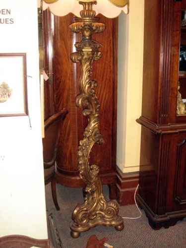 Carved giltwood rococo standard lamp