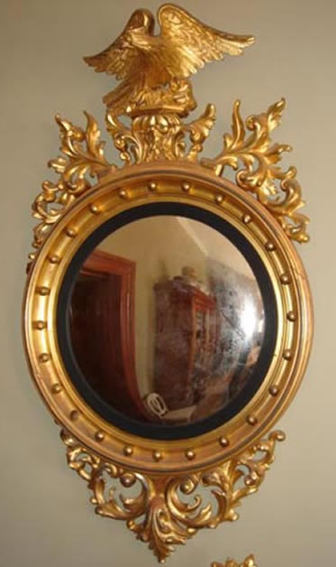 Large Regency giltwood convex mirror 