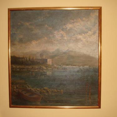 Italian oil on canvas Lake scene signed 