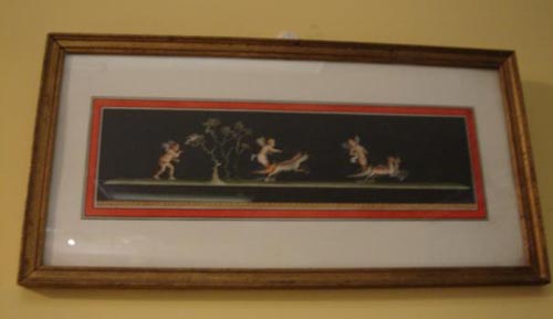 Pair Pompeii watercolours cherubs