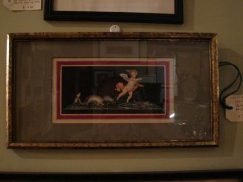 Gallo signed watercolour dolphin cherub
