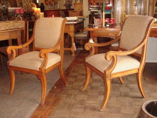 Pair Regency style painted armchairs