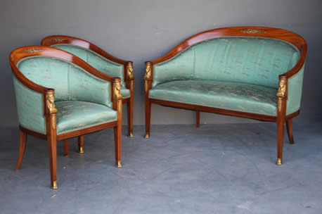 Pair of Louis XVI French Aubusson Tapestry Fruitwood Armchairs