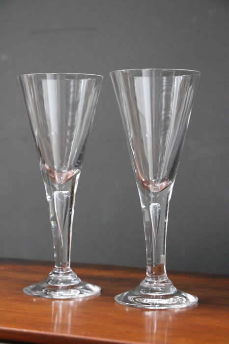 Vintage Mid Century Floral Hand Cut Etched Crystal Wine Glasses - Set of 6