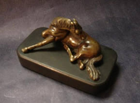 French antique bronze foal paperweight